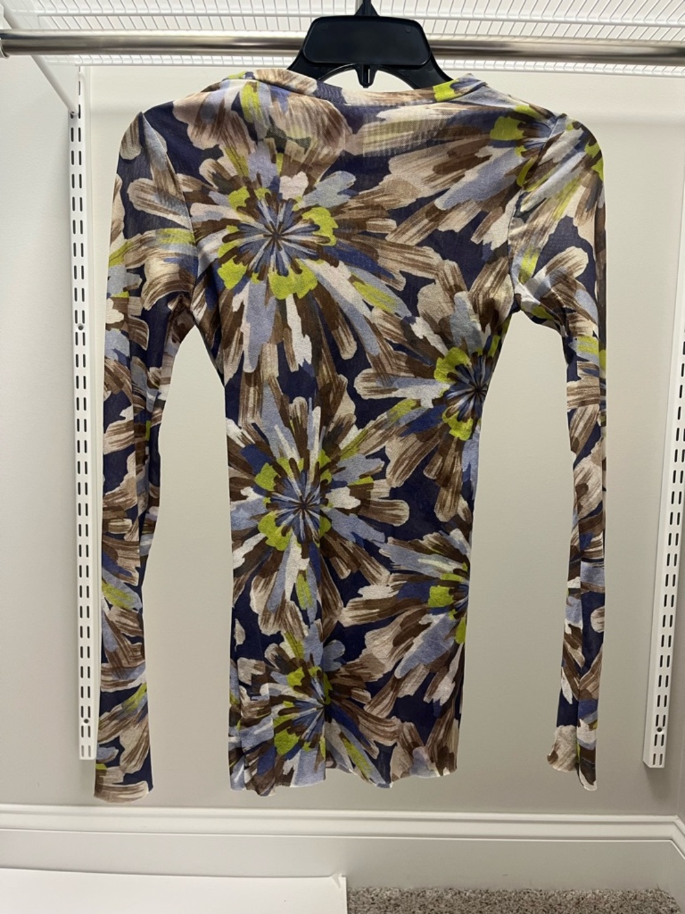 Sweet Pea Long Sleeve Floral Brushstroke Top - Navy, Brown, Olive, Light Blue - Picture 2 of 6